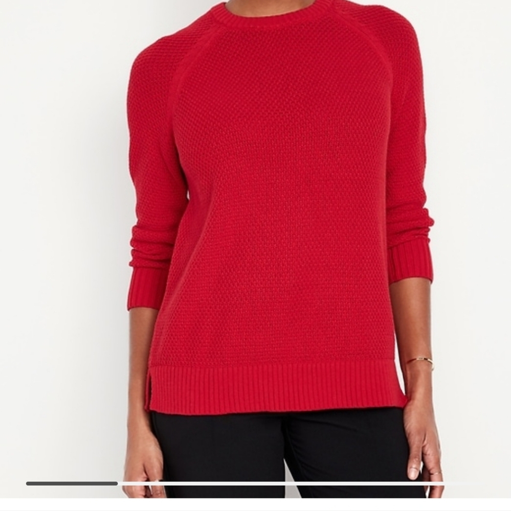 Old Navy Large Textured Pullover Tunic Sweater In Robbie Red NWT Womens